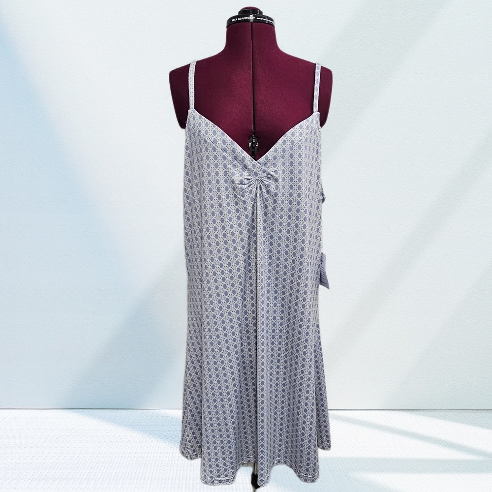 Pajamagram Elegant Gray Patterned Women's Nightgown Slip Dress